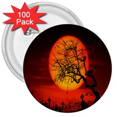 Helloween Midnight Graveyard Silhouette 3  Buttons (100 Pack) 