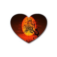 Helloween Midnight Graveyard Silhouette Heart Coaster (4 Pack)  by Mariart