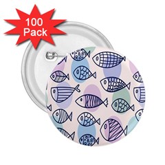 Love Fish Seaworld Swim Blue White Sea Water Cartoons Rainbow Polka Dots 2 25  Buttons (100 Pack)  by Mariart