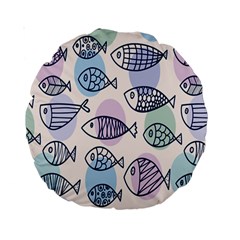 Love Fish Seaworld Swim Blue White Sea Water Cartoons Rainbow Polka Dots Standard 15  Premium Round Cushions