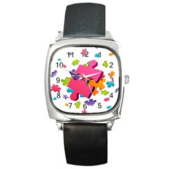 Passel Picture Green Pink Blue Sexy Game Square Metal Watch