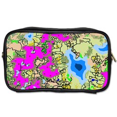 Painting Map Pink Green Blue Street Toiletries Bags