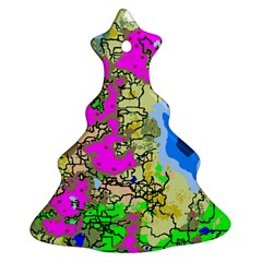 Painting Map Pink Green Blue Street Christmas Tree Ornament (two Sides) by Mariart
