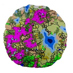 Painting Map Pink Green Blue Street Large 18  Premium Round Cushions