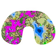 Painting Map Pink Green Blue Street Travel Neck Pillows by Mariart