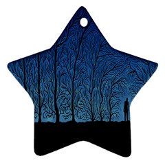 Forest Tree Night Blue Black Man Star Ornament (two Sides)
