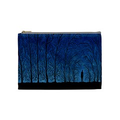 Forest Tree Night Blue Black Man Cosmetic Bag (medium) 