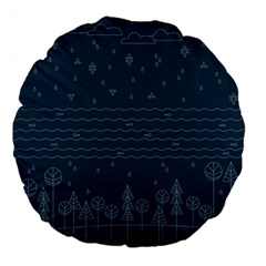 Rain Hill Tree Waves Sky Water Large 18  Premium Flano Round Cushions by Mariart