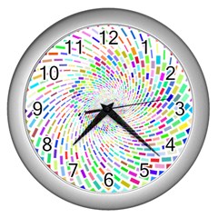 Prismatic Abstract Rainbow Wall Clocks (silver)  by Mariart