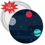 Space Pelanet Galaxy Comet Star Sky Blue 3  Buttons (10 pack) 