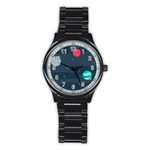 Space Pelanet Galaxy Comet Star Sky Blue Stainless Steel Round Watch