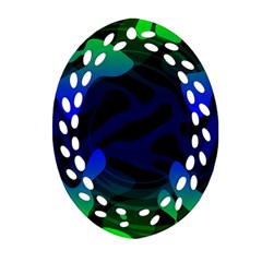 Spectrum Sputnik Space Blue Green Oval Filigree Ornament (two Sides) by Mariart