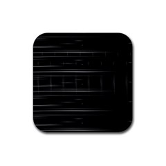 Stripes Black White Minimalist Line Rubber Coaster (square)  by Mariart