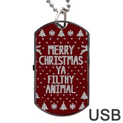 Ugly Christmas Sweater Dog Tag Usb Flash (two Sides) by Valentinaart