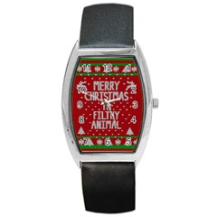 Ugly Christmas Sweater Barrel Style Metal Watch by Valentinaart