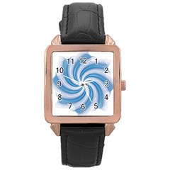 Prismatic Hole Blue Rose Gold Leather Watch 