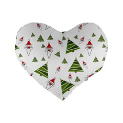 Christmas Santa Claus Decoration Standard 16  Premium Flano Heart Shape Cushions by Celenk