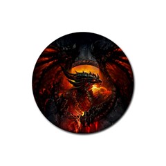 Dragon Legend Art Fire Digital Fantasy Rubber Coaster (round)  by Celenk
