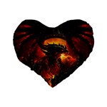 Dragon Legend Art Fire Digital Fantasy Standard 16  Premium Flano Heart Shape Cushions Back