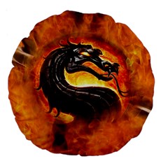 Dragon And Fire Large 18  Premium Flano Round Cushions by Celenk