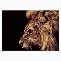 Angry Male Lion Gold Large Glasses Cloth (2-side) by Celenk