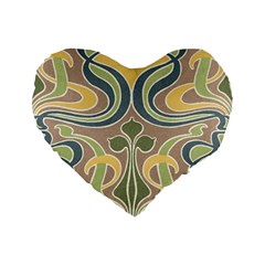 Art Floral Standard 16  Premium Heart Shape Cushions by NouveauDesign