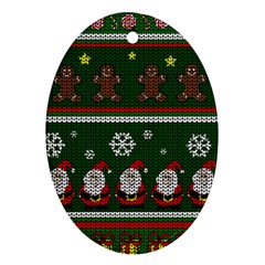 Ugly Christmas Sweater Oval Ornament (two Sides) by Valentinaart
