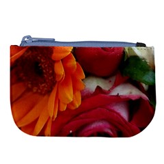Floral Photography Orange Red Rose Daisy Elegant Flowers Bouquet Large Coin Purse