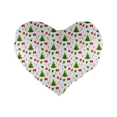 Christmas Pattern Standard 16  Premium Heart Shape Cushions by Valentinaart