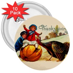 Vintage Thanksgiving 3  Buttons (10 Pack)  by Valentinaart