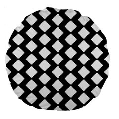 Abstract Tile Pattern Black White Triangle Plaid Large 18  Premium Flano Round Cushions by Alisyart