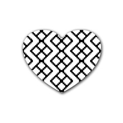 Abstract Tile Pattern Black White Triangle Plaid Chevron Rubber Coaster (heart) 