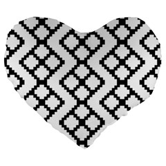Abstract Tile Pattern Black White Triangle Plaid Chevron Large 19  Premium Heart Shape Cushions