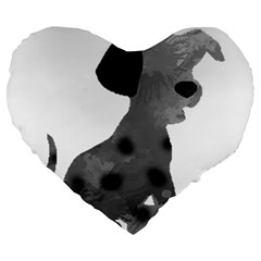 Dalmatian Inspired Silhouette Large 19  Premium Flano Heart Shape Cushions by InspiredShadows