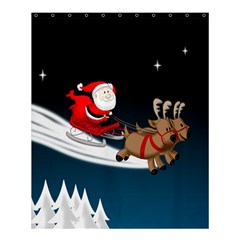 Christmas Reindeer Santa Claus Snow Star Blue Sky Shower Curtain 60  X 72  (medium) 