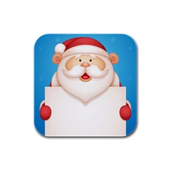 Christmas Santa Claus Letter Rubber Square Coaster (4 Pack) 