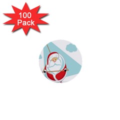 Christmas Santa Claus Paragliding 1  Mini Buttons (100 Pack) 