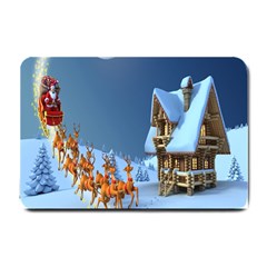 Christmas Reindeer Santa Claus Wooden Snow Small Doormat 