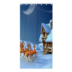 Christmas Reindeer Santa Claus Wooden Snow Shower Curtain 36  X 72  (stall)  by Alisyart