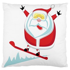 Christmas Santa Claus Playing Sky Snow Large Flano Cushion Case (two Sides) by Alisyart