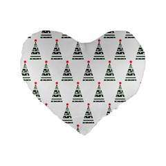Christmas Tree Green Star Red Standard 16  Premium Flano Heart Shape Cushions