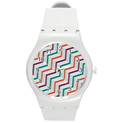 Line Color Rainbow Round Plastic Sport Watch (m) by Alisyart