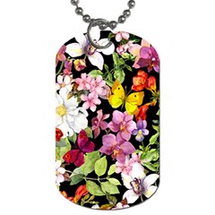 Beautiful,floral,hand Painted, Flowers,black,background,modern,trendy,girly,retro Dog Tag (one Side) by NouveauDesign