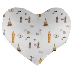 Graphics Tower City Town Large 19  Premium Flano Heart Shape Cushions by Alisyart