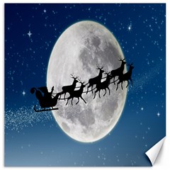 Santa Claus Christmas Fly Moon Night Blue Sky Canvas 12  X 12  