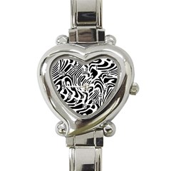 Psychedelic Zebra Pattern Black Heart Italian Charm Watch by Alisyart