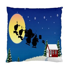 Santa Claus Christmas Sleigh Flying Moon House Tree Standard Cushion Case (two Sides) by Alisyart