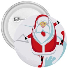 Surfing Snow Christmas Santa Claus 3  Buttons by Alisyart