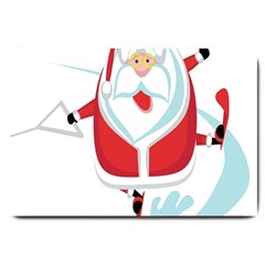 Surfing Snow Christmas Santa Claus Large Doormat  by Alisyart