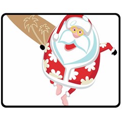 Surfing Christmas Santa Claus Fleece Blanket (medium) 